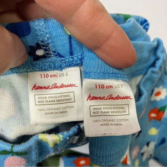 Hanna Andersson blue floral pajama set size 5 organic cotton - Picture 4 of 4